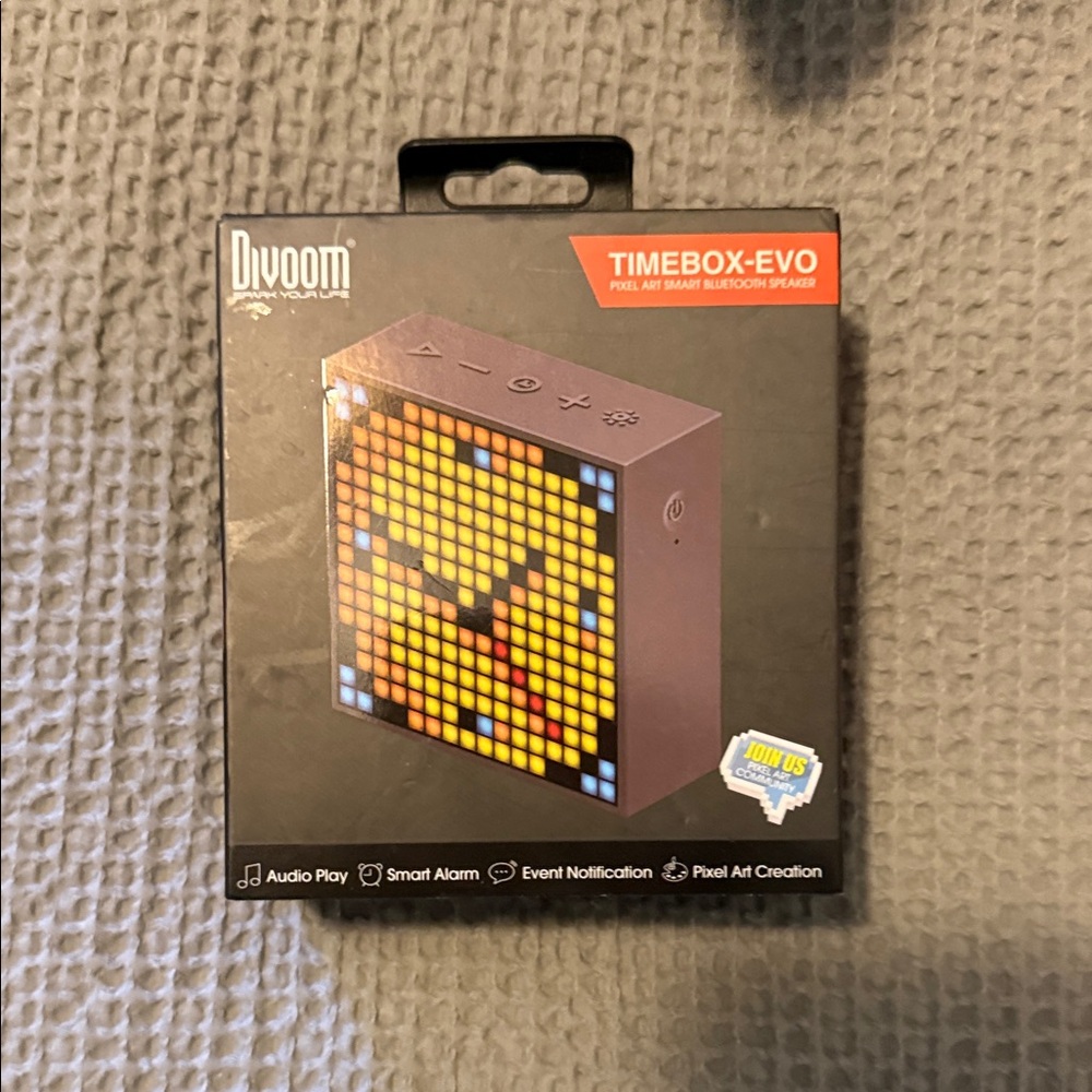Divoom Timebox-Evo Bluetooth Pixel Speaker - Black with Yellow Pixel Front